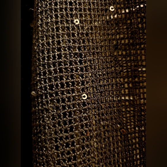 BLACK SWIMSUIT COVER-UP MADE OF SEE THROUGH NETTING WITH BLACK SEQUINS ON FABRIC - Picture 11 of 11